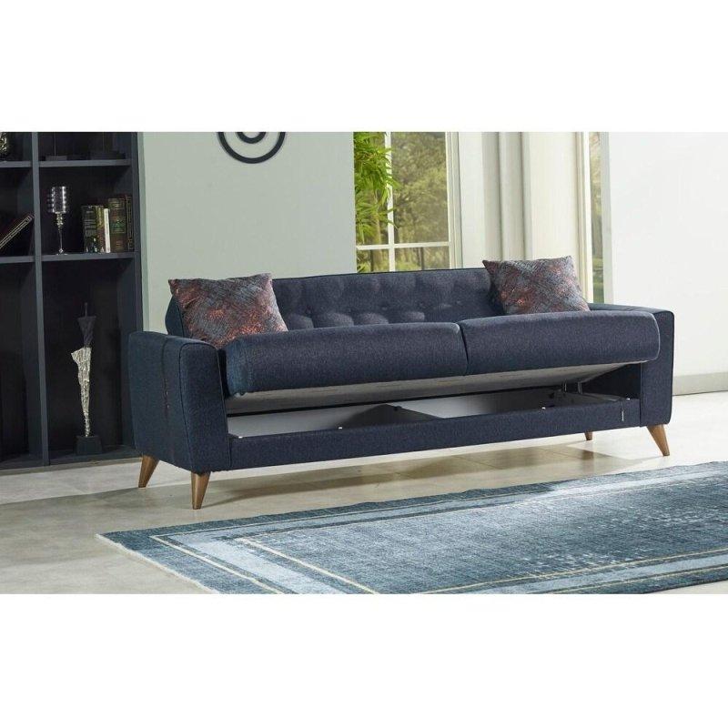 Gri Kumaş Kapitoneli Sırtlı Sandıklı Yataklı Bohem Koltuk - 224 cm - 290092