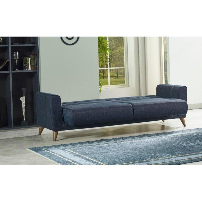 Gri Kumaş Kapitoneli Sırtlı Sandıklı Yataklı Bohem Koltuk - 224 cm - 290092