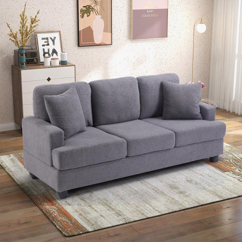 Gri Kumaş Kare Kolçaklı 3 Kişilik Bohem Koltuk - 282241