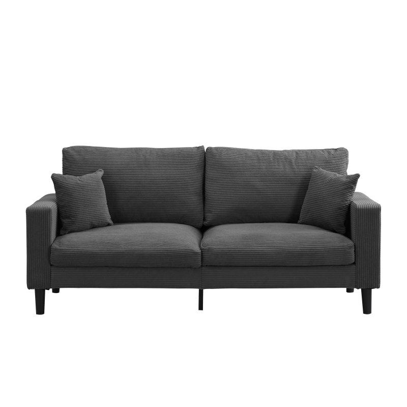 Gri Kumaş Masif Ahşap 3 Kişilik Bohem Koltuk - 190 cm - 291081