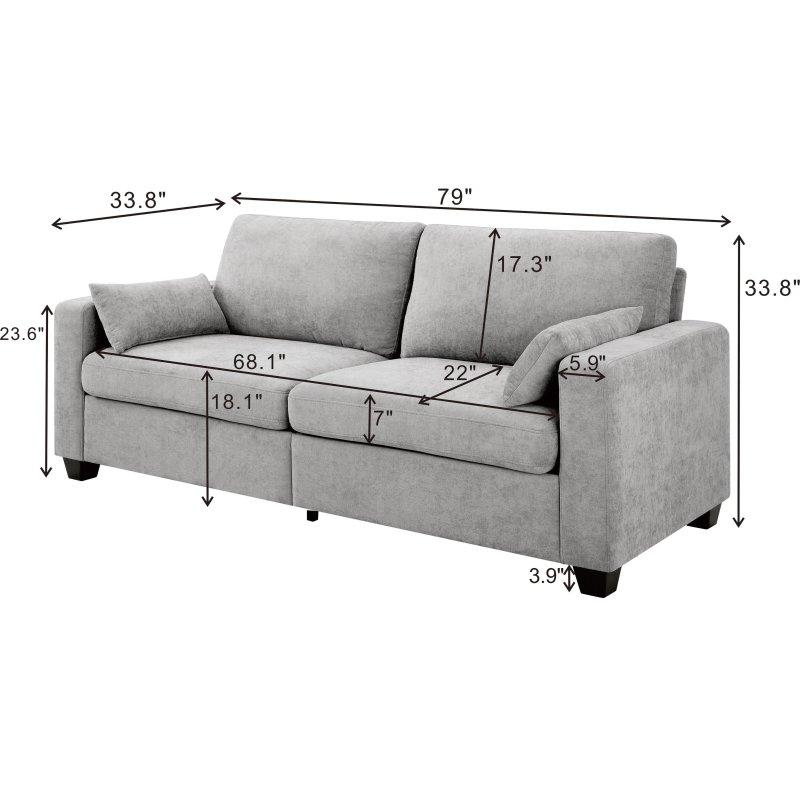 Gri Kumaş Masif Ahşap İskeletli Çıkarılabilir Kılıflı 3 Kişilik Bohem Koltuk - 201 cm - 293415