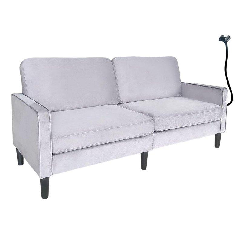 Gri Kumaş Masif Ahşap İskeletli Yastıklı Sırt Kare Kollu Bohem Koltuk - 199 cm - 287137