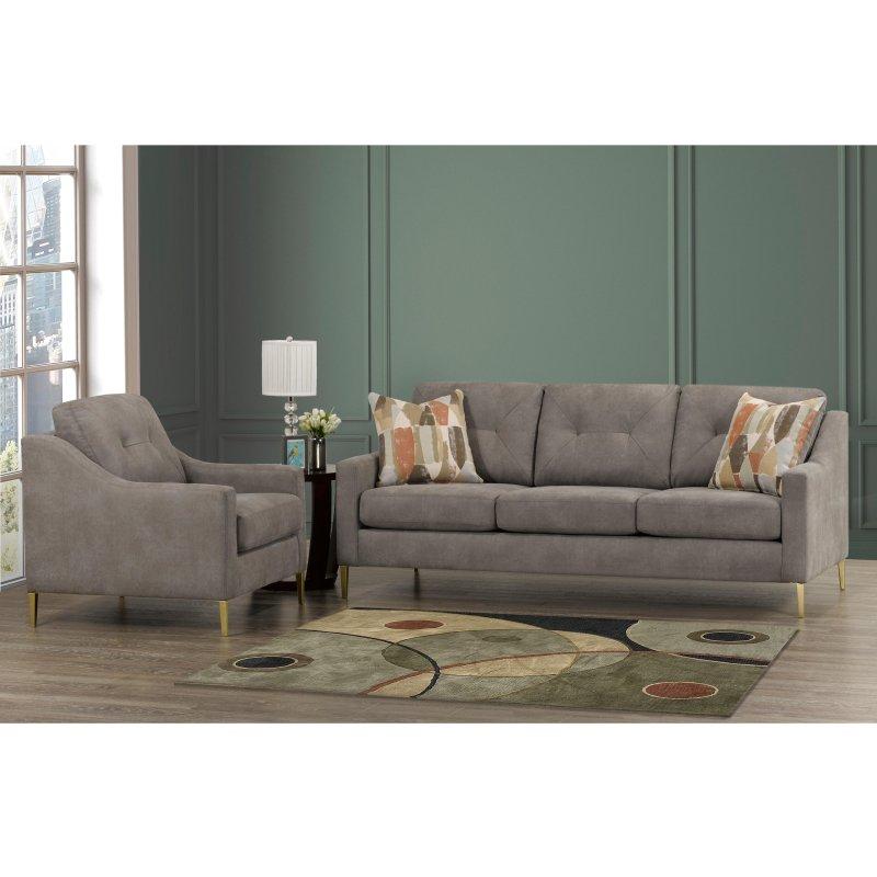 Gri Kumaş Metal Ayaklı El Yapımı Kapitoneli Bohem Koltuk - 221 cm - 293500
