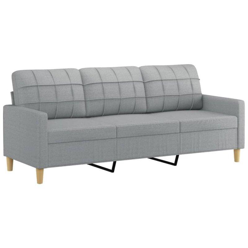 Gri Kumaş Metal İskeletli Puflu 3 Kişilik Bohem Koltuk - 199 cm - 287821