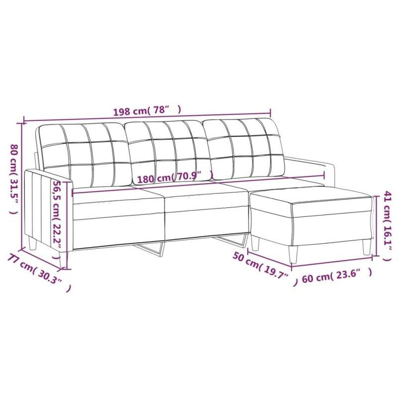 Gri Kumaş Metal İskeletli Puflu 3 Kişilik Bohem Koltuk - 199 cm - 287821