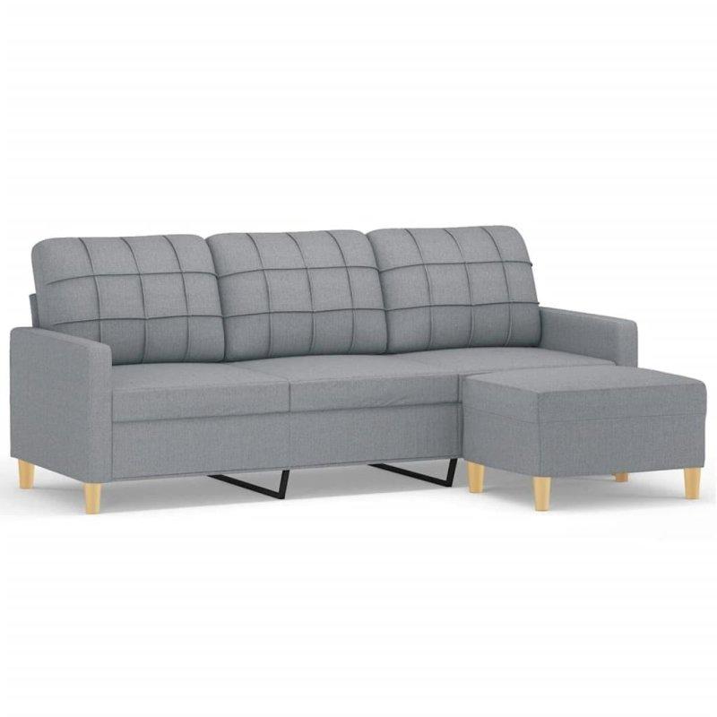 Gri Kumaş Metal İskeletli Puflu 3 Kişilik Bohem Koltuk - 199 cm - 287821