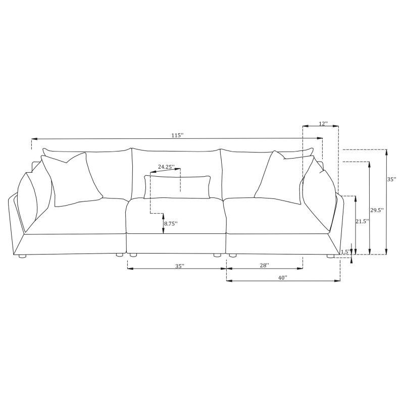 Gri Kumaş Modüler 3 Parçalı Bohem Koltuk - 293 cm - 292319