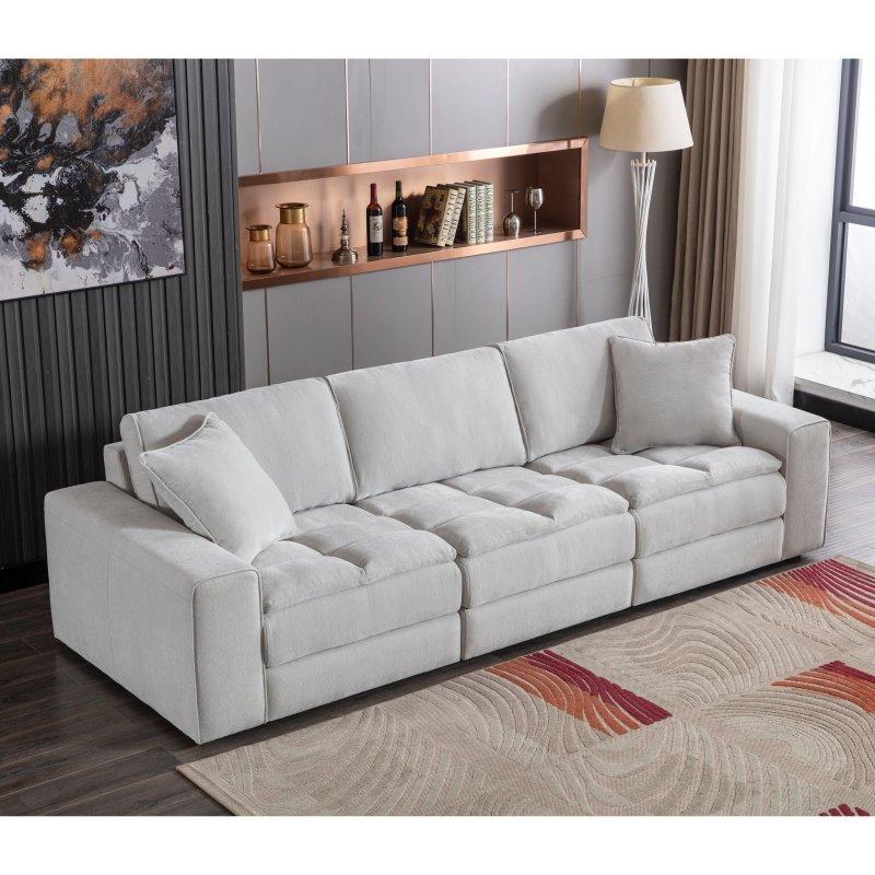 Gri Kumaş Modüler Kapitoneli Bohem Koltuk - 285x112 cm - 278025