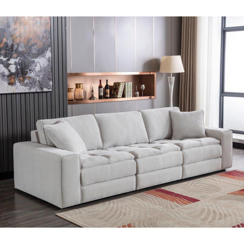 Gri Kumaş Modüler Kapitoneli Bohem Koltuk - 285x112 cm - 278025
