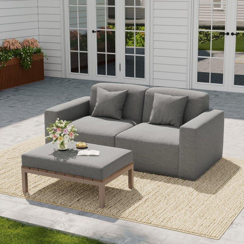 Gri Kumaş Modüler Montajsız 3 Parça Bahçe Takımı - 184 cm - 274287