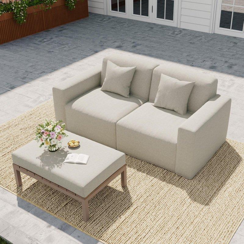Gri Kumaş Modüler Montajsız 3 Parça Bahçe Takımı - 184 cm - 274287