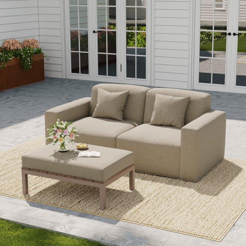 Gri Kumaş Modüler Montajsız 3 Parça Bahçe Takımı - 184 cm - 274287