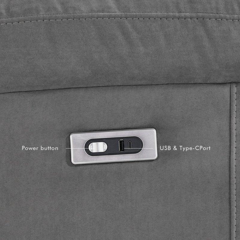 Gri Kumaş USB Portlu Elektrikli Mekanizmalı Konsollu Köşe Koltuk - 277x277x97 cm - 259404