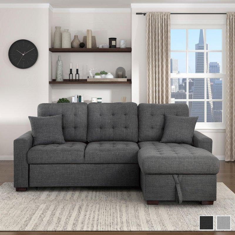 Gri Kumaş Yataklı Sandıklı Sağ Uzanmalı Köşe Koltuk - 221x158 cm - 256616 Gri Kumaş Yataklı Sandıklı Sağ Uzanmalı Köşe Koltuk - 221x158 cm - 256616