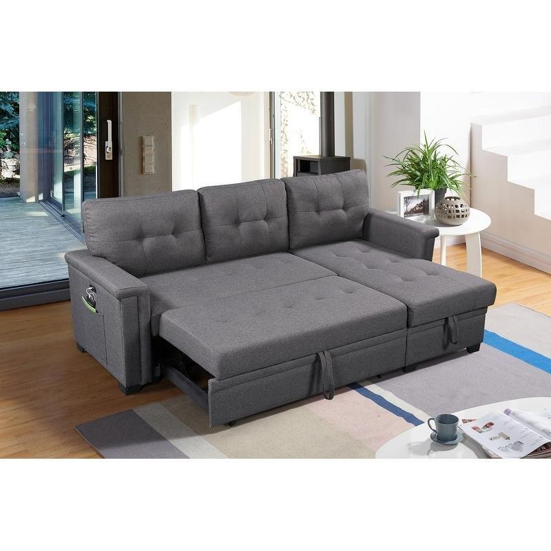 Gri Kumaş Yataklı Sandıklı USBli Köşe Koltuk - 214x139 cm - 260054