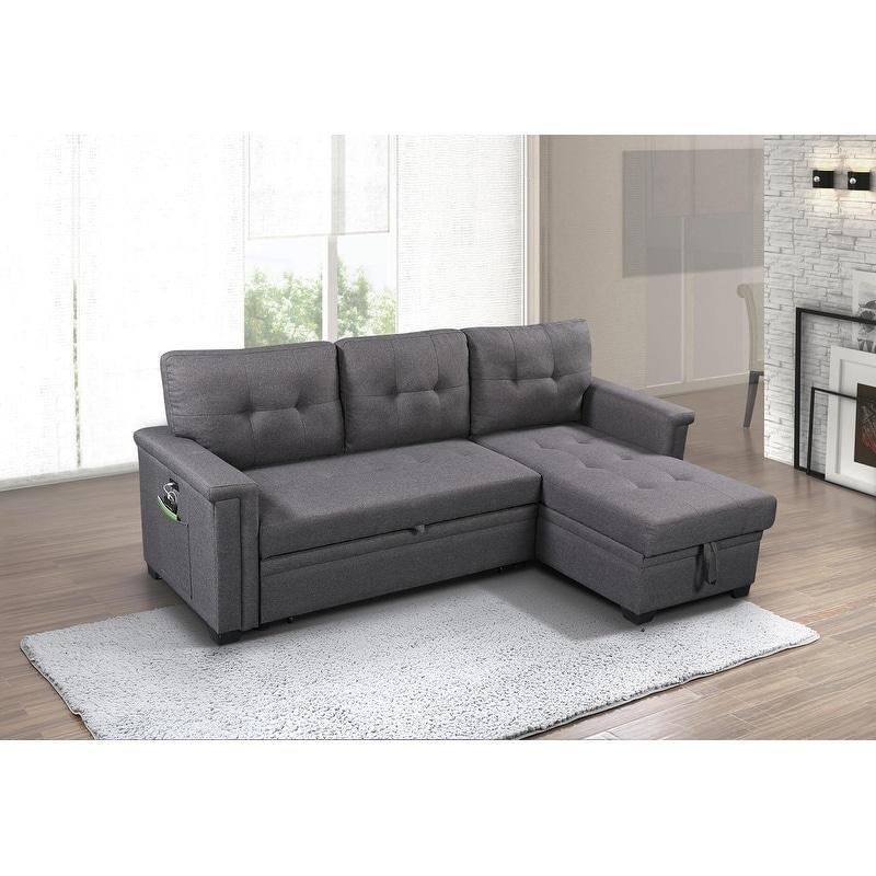 Gri Kumaş Yataklı Sandıklı USBli Köşe Koltuk - 214x139 cm - 260054