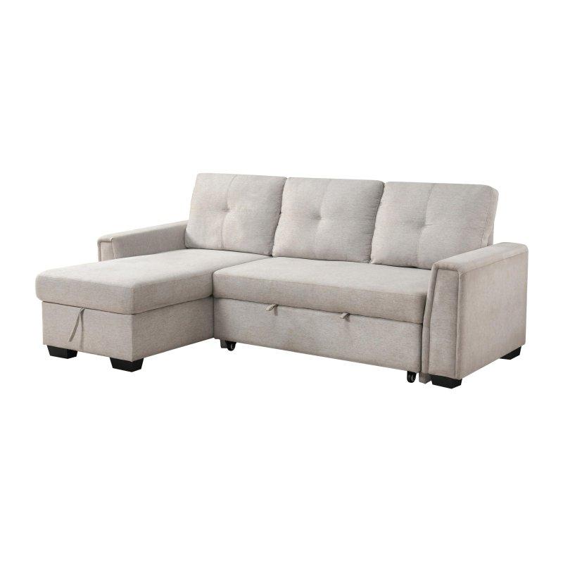 Gri Kumaş Yataklı Sandıklı Yönü Değiştirilebilir Köşe Koltuk - 237x150 cm - 256103