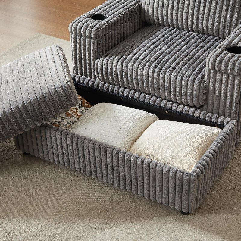 Gri Masif Ahşap 3 Sırt Minderli 3 Kişilik Bohem Koltuk - 214x133x86 cm - 288590