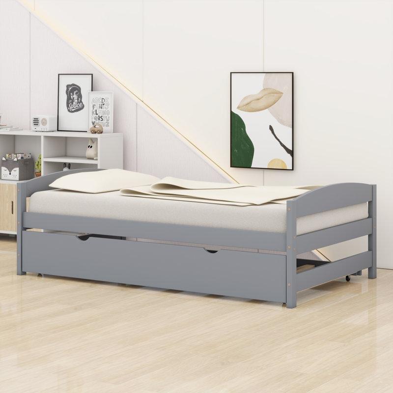 Gri Masif Ahşap Başlıklı Yavru Yataklı Karyola - 197x104 cm - 329342 Gri Masif Ahşap Başlıklı Yavru Yataklı Karyola - 197x104 cm - 329342