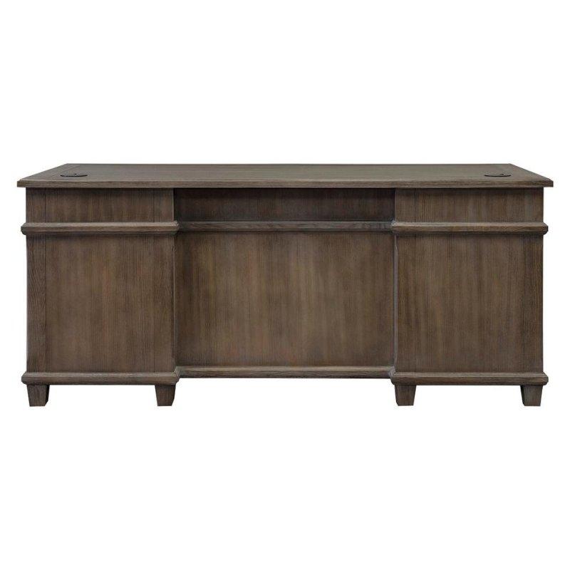 Gri Masif Ahşap Çift Etejerli Eskitme Yönetici Ofis Masası - 173x72 cm - 326957