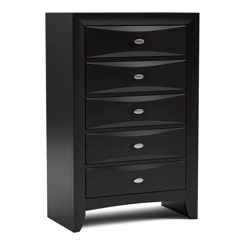 Gri Masif Ahşap Fasetalı 5 Çekmeceli Şifonyer - 81 cm - 308826