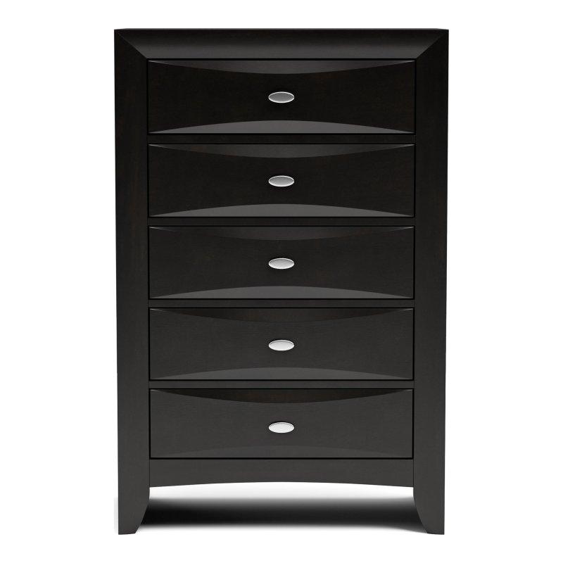 Gri Masif Ahşap Fasetalı 5 Çekmeceli Şifonyer - 81 cm - 308826
