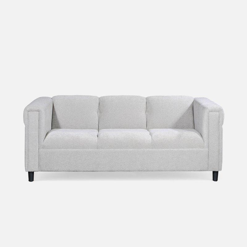 Gri Masif Ahşap İskeletli Kumaş Döşemeli 3 Kişilik Bohem Koltuk - 183x84x72 cm - 288532