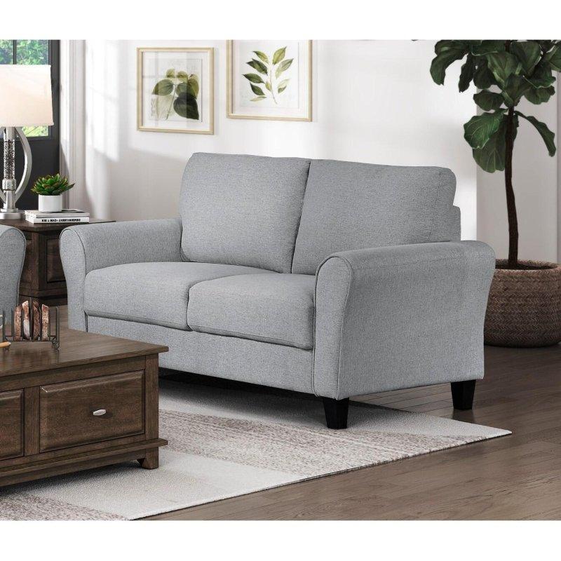 Gri Masif Ahşap İskeletli Yuvarlak Kollu 2 Kişilik Bohem Koltuk - 148 cm - 288127