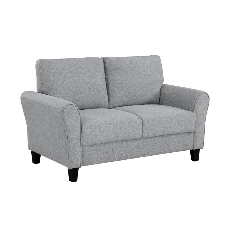 Gri Masif Ahşap İskeletli Yuvarlak Kollu 2 Kişilik Bohem Koltuk - 148 cm - 288127