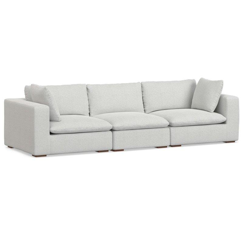 Gri Masif Ahşap Modüler 3 Kişilik Bohem Koltuk - 317 cm - 289003
