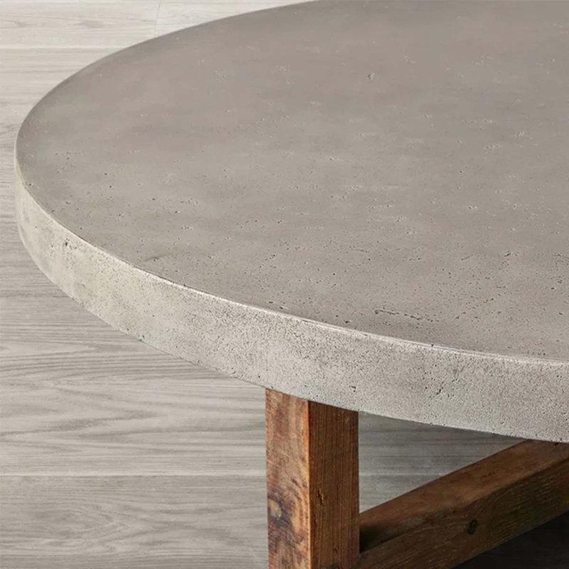 Gri Masif Ahşap Rustik Yuvarlak Orta Sehpa - 100 cm - 245093