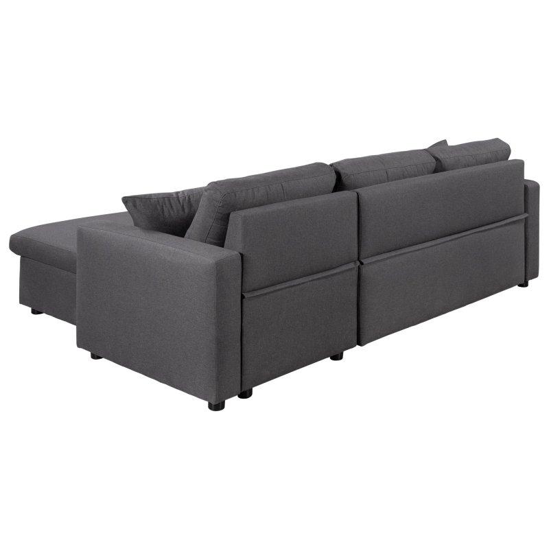 Gri Masif Ahşap Yataklı Sandıklı Köşe Bohem Koltuk - 223x148 cm - 285685