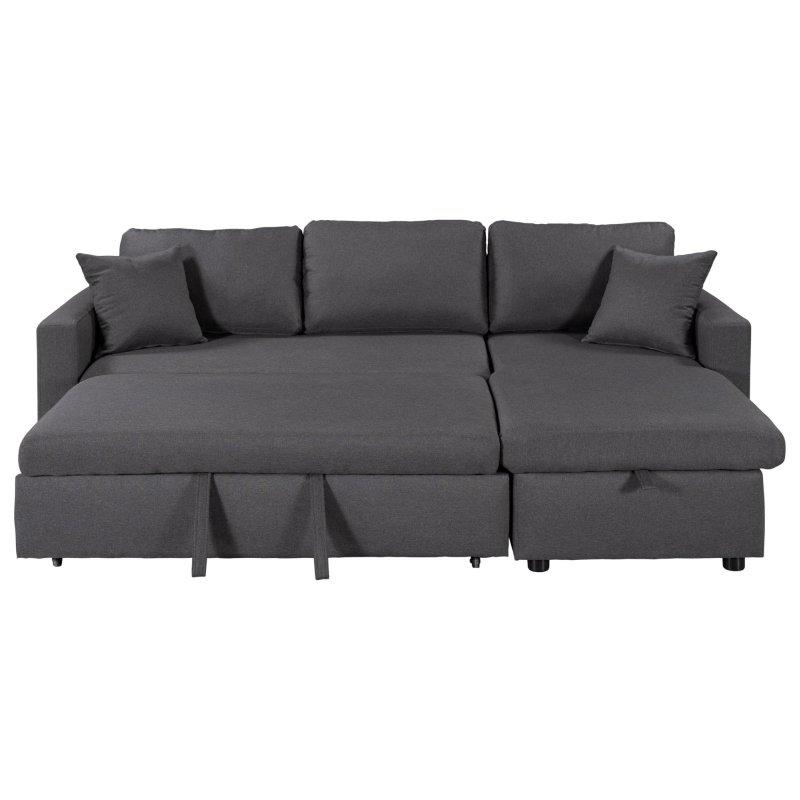 Gri Masif Ahşap Yataklı Sandıklı Köşe Bohem Koltuk - 223x148 cm - 285685