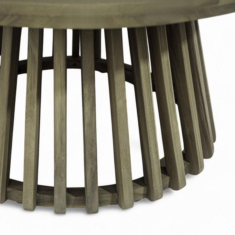 Gri Masif Akasya Ağacı Dış Mekan Uyumlu Yuvarlak Orta Sehpa - 81x41 cm - 243720
