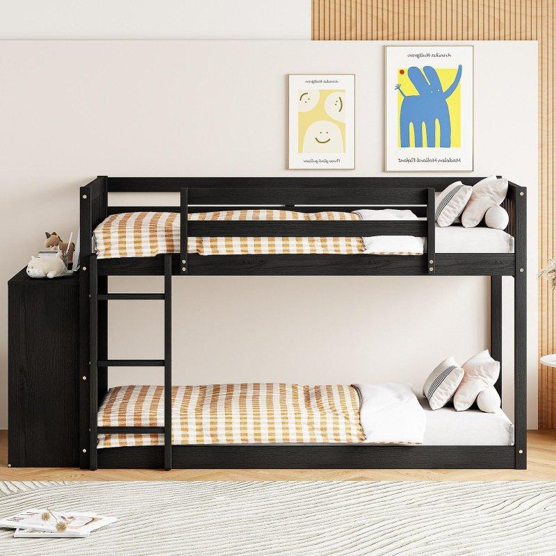 Gri Masif Çam 4 Çekmeceli ve 3 Raflı Ranza - 202x107 cm - 249489