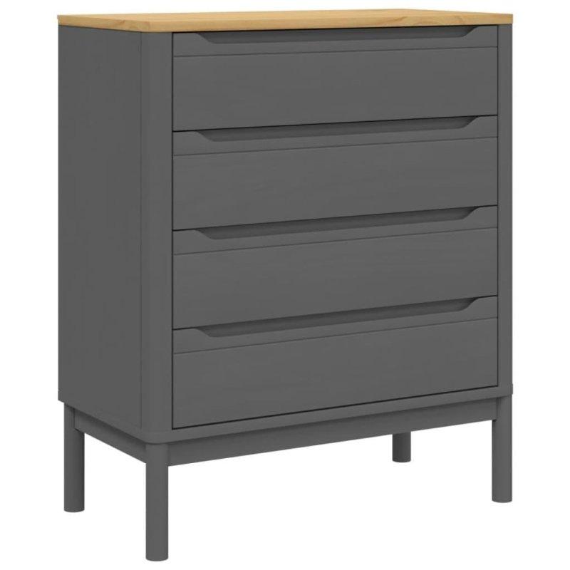 Gri Masif Çam Ağacı 4 Çekmeceli Şifonyer - 77x40x91 cm - 307417