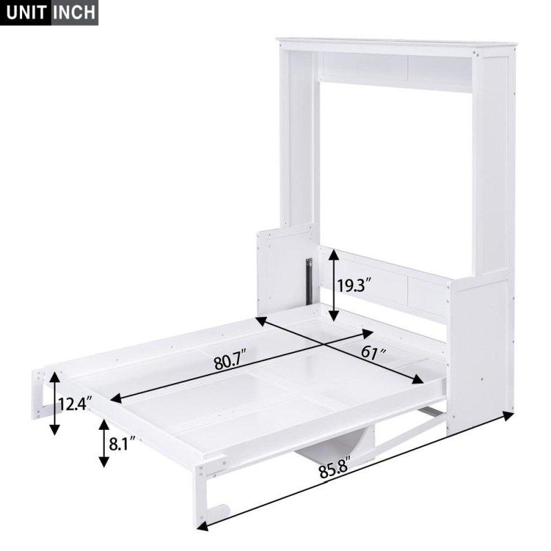 Gri Masif Çam Ağacı ve MDF Raflı ve Masalı Çift Kişilik Duvar Yatağı - 261199