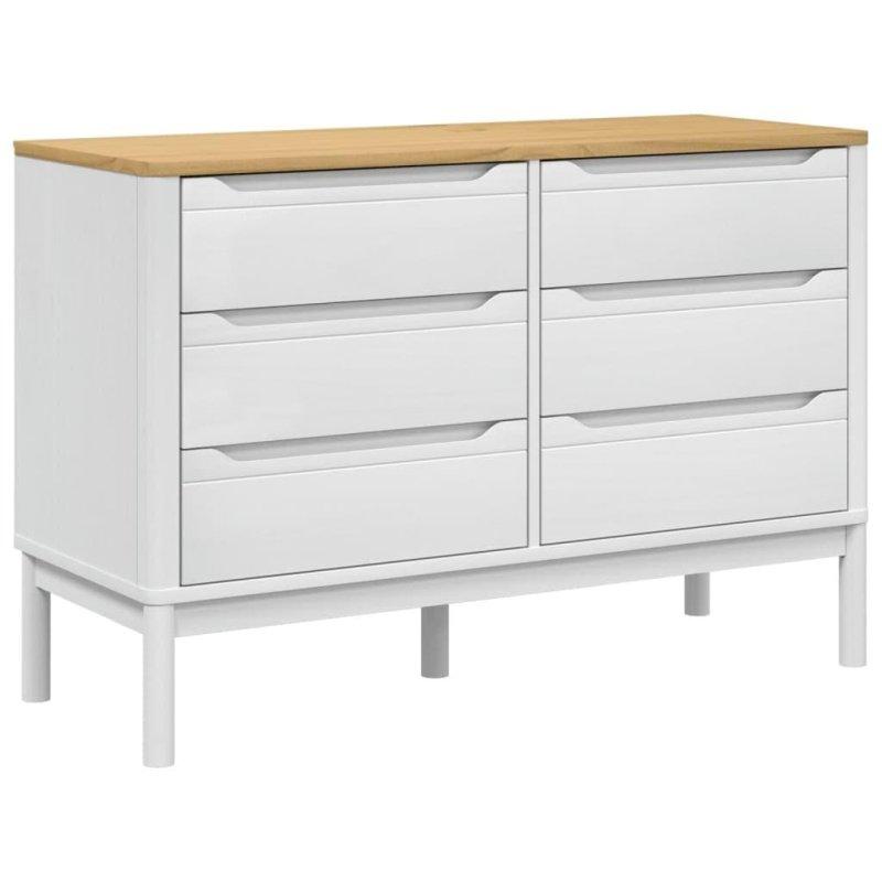 Gri Masif Çam Ahşap 6 Çekmeceli Şifonyer - 111x43x74 cm - 305780