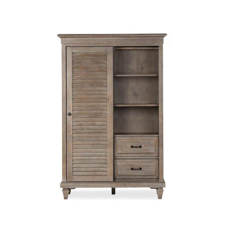 Gri Masif Çam Sürgülü Kapaklı 8 Çekmeceli Şifonyer - 115x51x173 cm - 309751