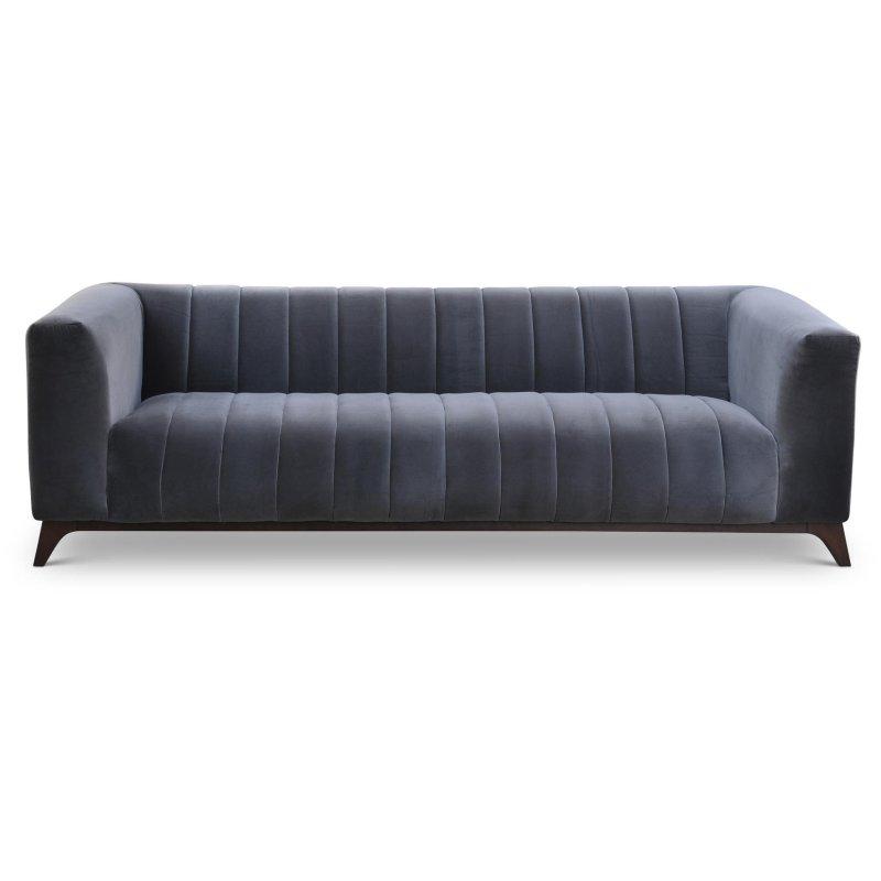 Gri Masif Çam ve Kadife 3 Kişilik Tüy Dolgulu Bohem Koltuk - 232x89x72 cm - 281736