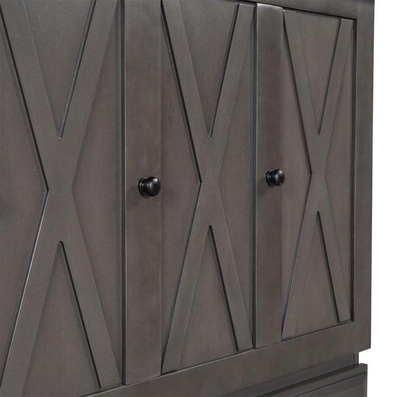 Gri Masif Çam ve MDF Çekmeceli USB Şarj İstasyonlu Duvar Yatağı - 147x68 cm - 262215