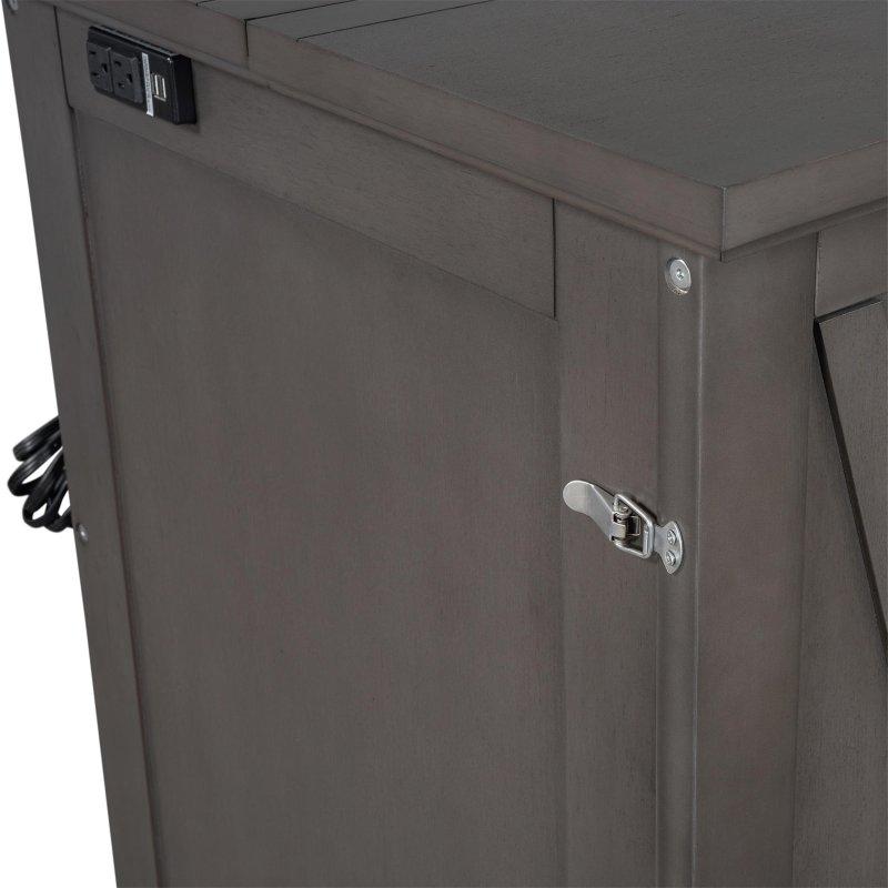 Gri Masif Çam ve MDF Çekmeceli USB Şarj İstasyonlu Duvar Yatağı - 147x68 cm - 262215
