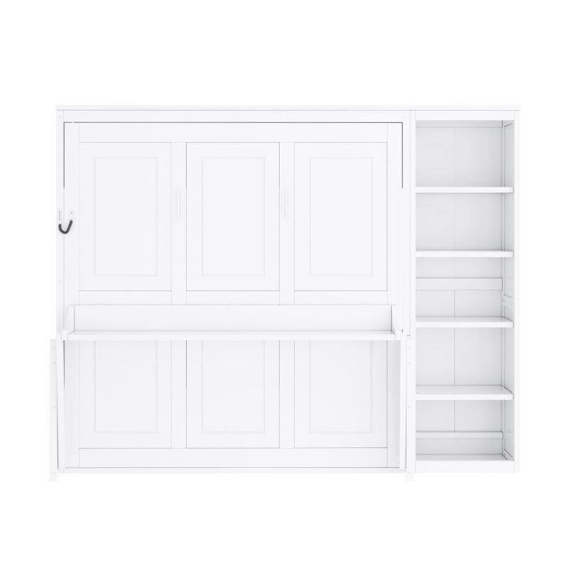 Gri Masif Çam ve MDF Katlanır Masalı ve Depolama Raflı Çift Kişilik Duvar Yatağı - 264505