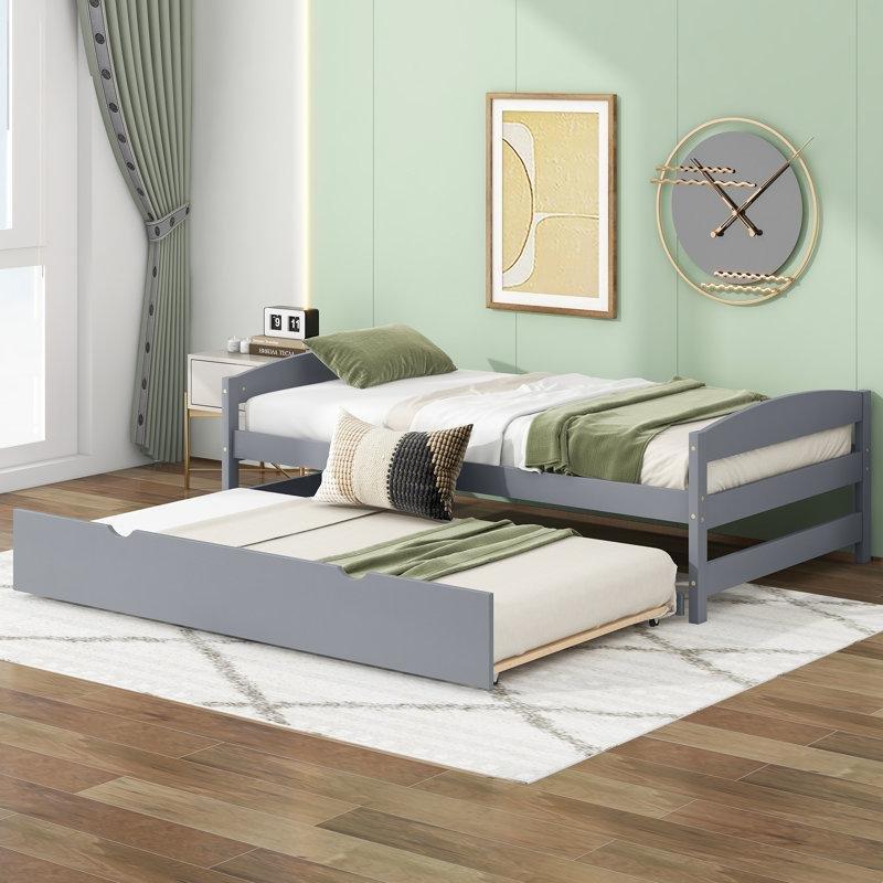 Gri Masif Çam ve MDF Lata Sistemli Yavru Yataklı Karyola - 104x197 cm - 329416 Gri Masif Çam ve MDF Lata Sistemli Yavru Yataklı Karyola - 104x197 cm - 329416