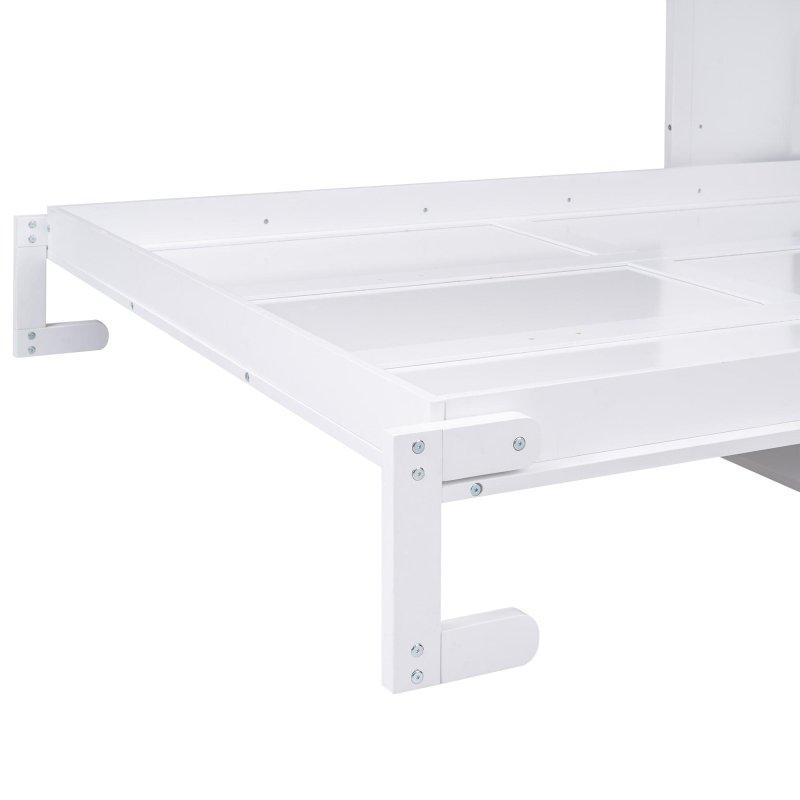 Gri Masif Çam ve MDF Raflı ve Masa Panelli Duvar Yatağı - 265429