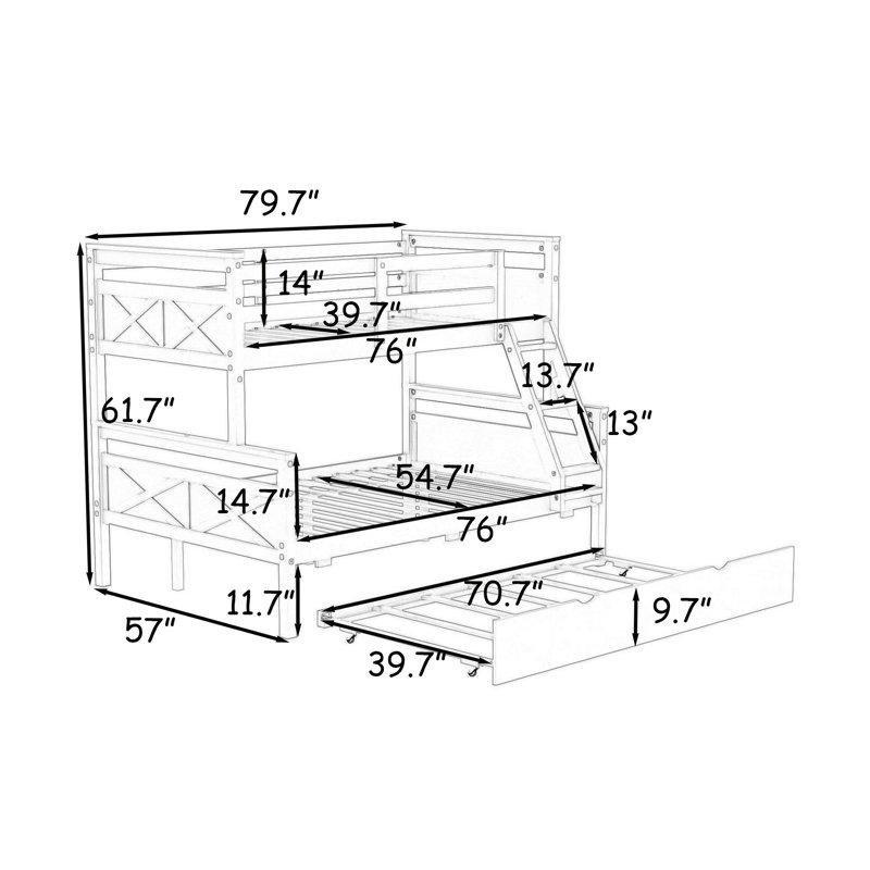Gri Masif Çam ve MDF Yavru Yataklı Ayrılabilen Ranza - 246688