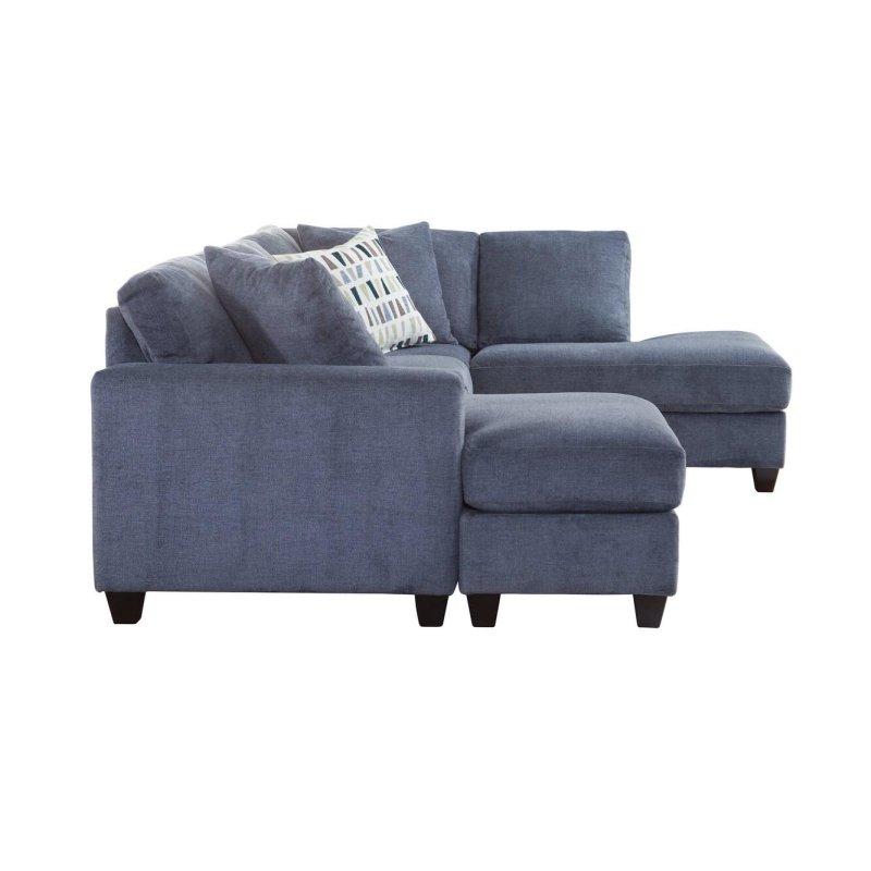 Gri Mavi Polyester Kumaş U Şekilli Çift Uzanmalı Köşe Koltuk - 300x216 cm - 258101