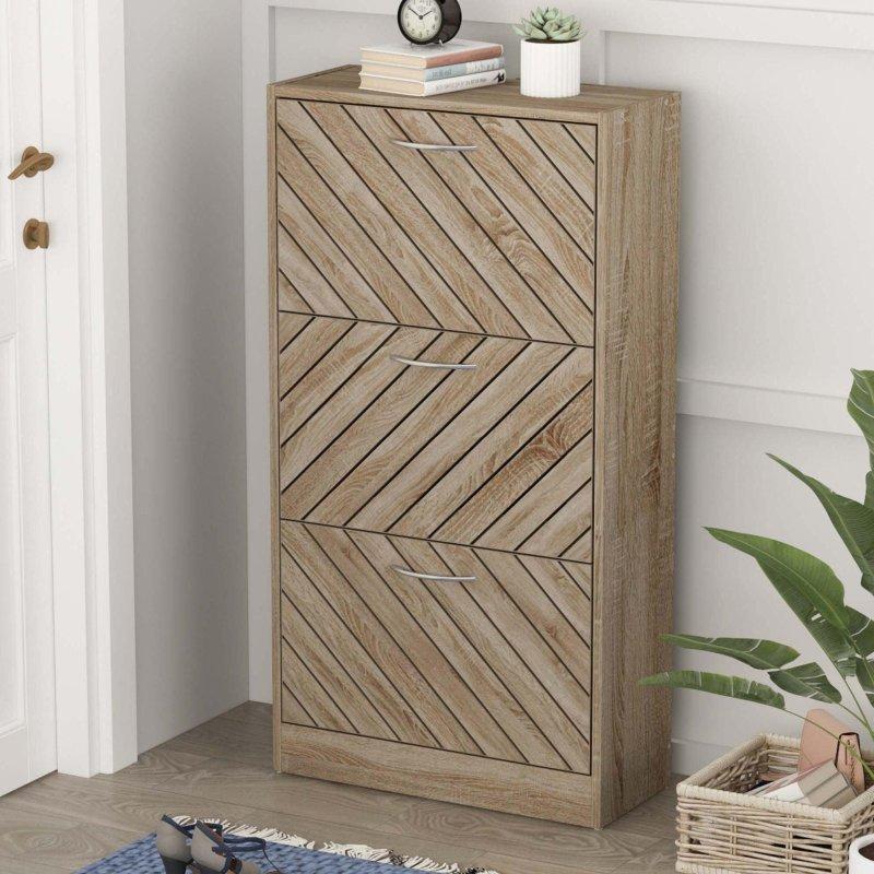Gri MDF 3 Çekmeceli Devrilir Kapaklı Şifonyer - 57x24x108 cm - 311770