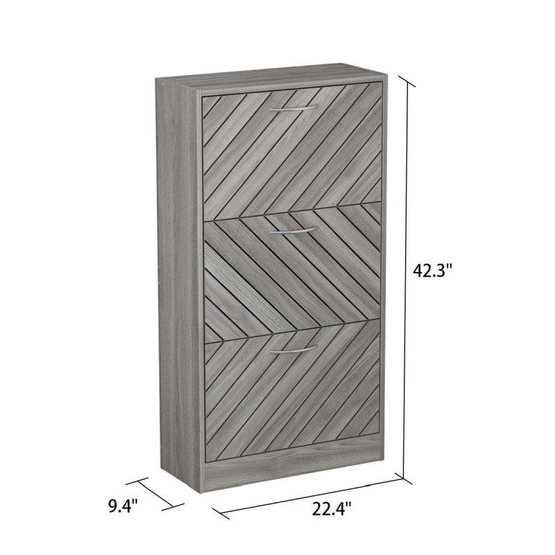 Gri MDF 3 Çekmeceli Kulpsuz Şifonyer - 57x108x24 cm - 299971