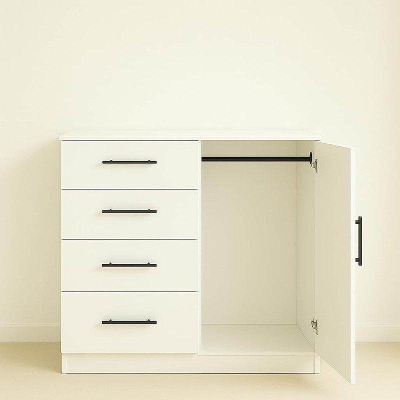 Gri MDF 4 Çekmeceli ve Dolaplı Şifonyer - 120x120x59 cm - 295274
